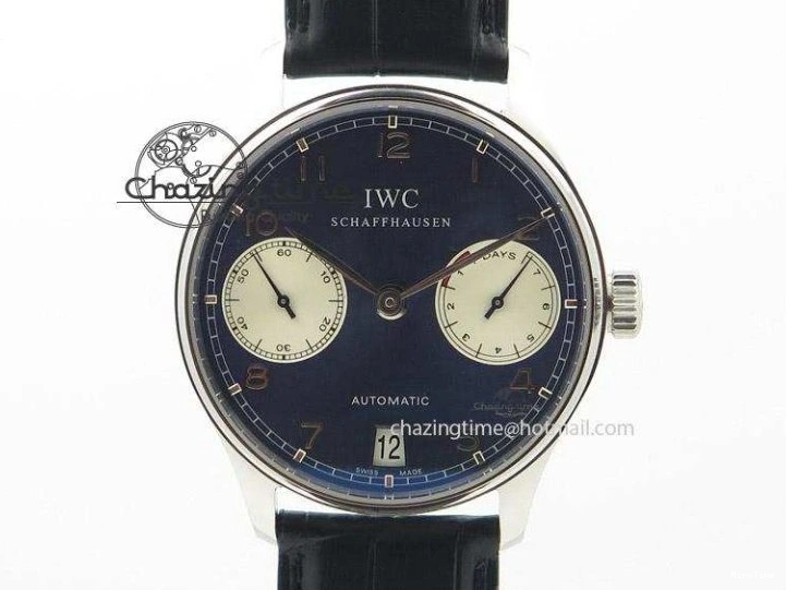 MIROTIME 0519 TimelessDesign Portuguese IW358304 ZF 1:1 Best Edition SS Blue Dial on Leather Strap A 7078